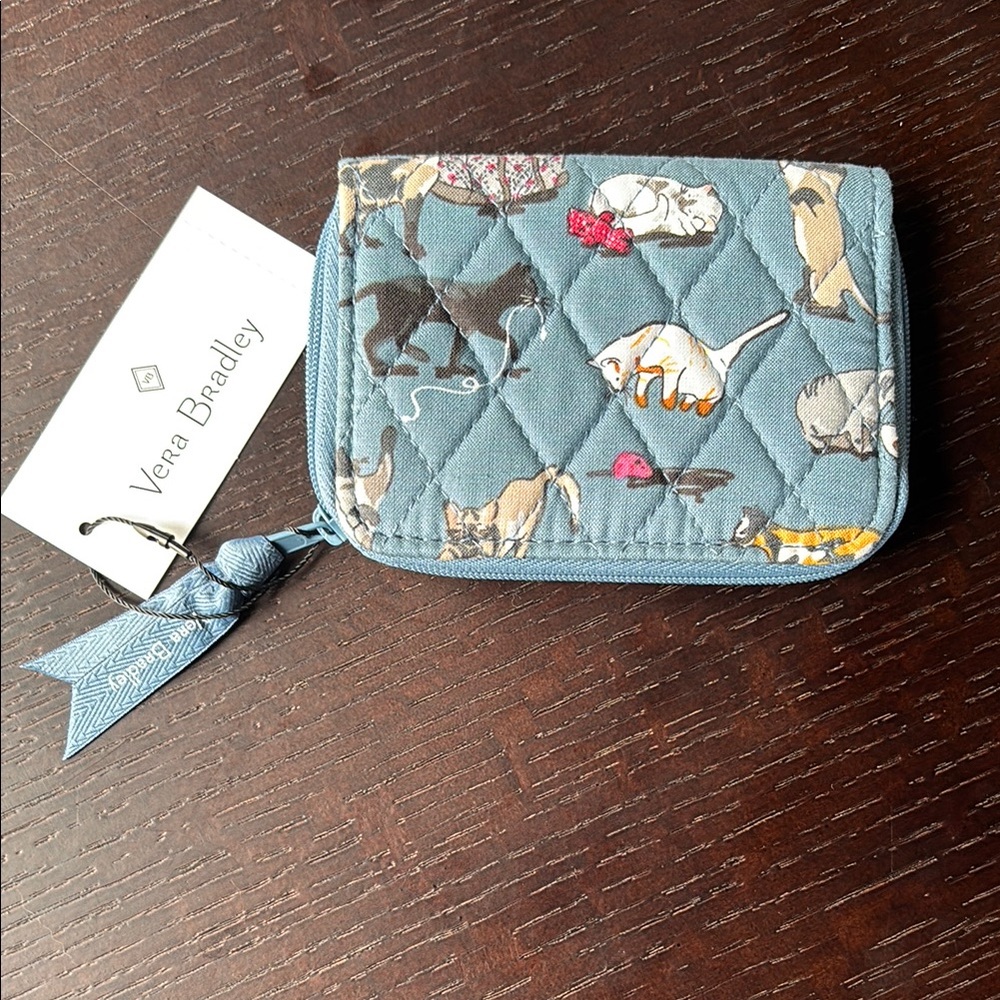 Vera Bradley Cat Print Wallet - denim blue